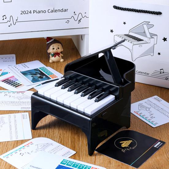 2024 Playable Piano Calendar with 52 Music Scores Musical Scale Sticker USB Rechargeable 3D Piano Desktop Calendar Decoration Birthday Gift