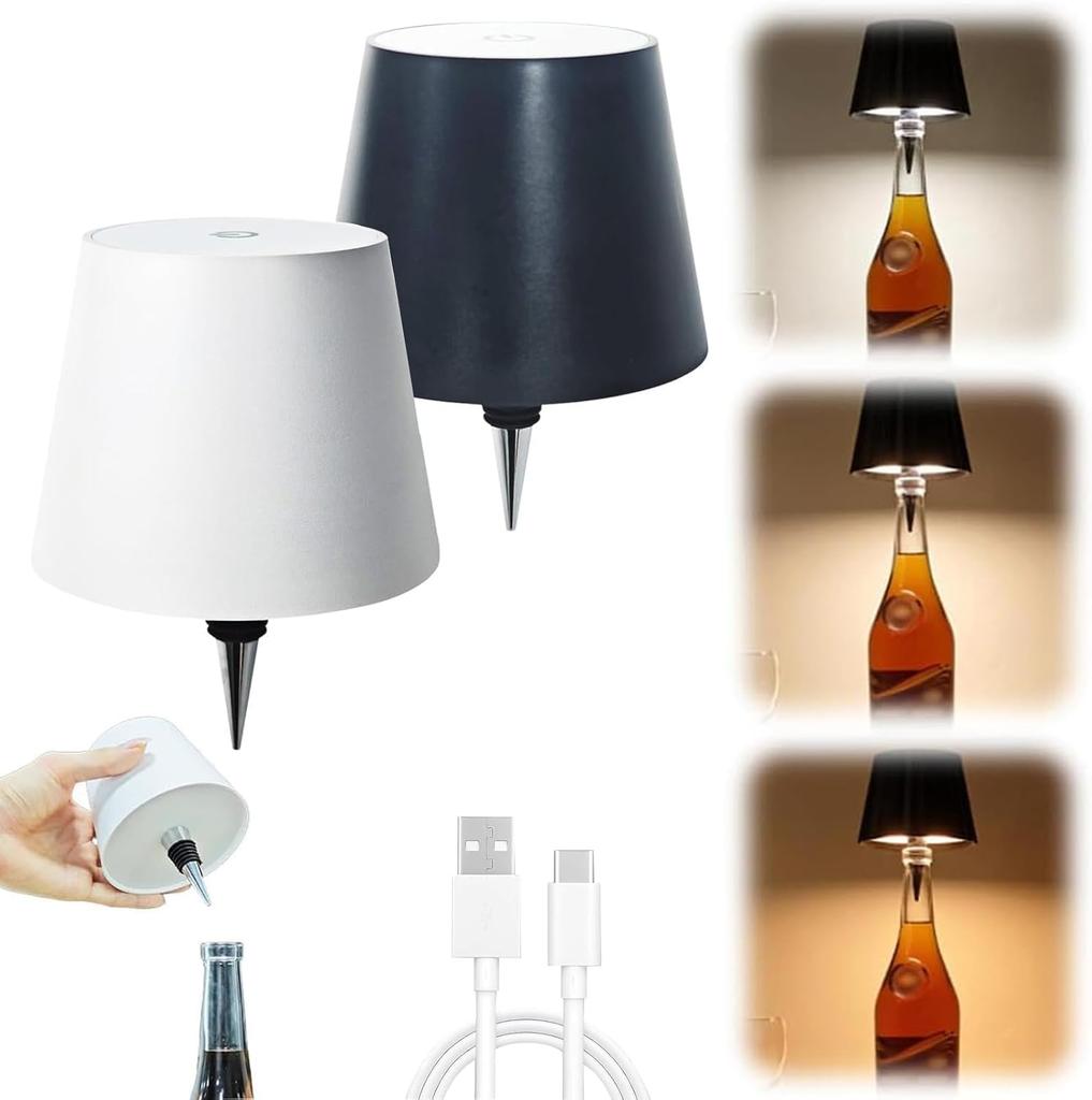 Беспроводной светильник для бутылок, портативный светодиодный беспроводной светильник для бутылок, 3 режима, затемнение, перезаряжаемый, сенсорный светильник для спальни, настольная лампа для подарка на день рождения, Рождество