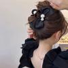 Новые атласные большие банты с жемчугом, акриловые заколки для волос для женщин, корейские модные заколки для волос, усовершенствованные задние заколки-ложки, аксессуары для волос