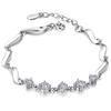 Austrian Crystal Studded Sterling Silver Plated Link Chain Adjustable Bracelet for Women Girls Stylish