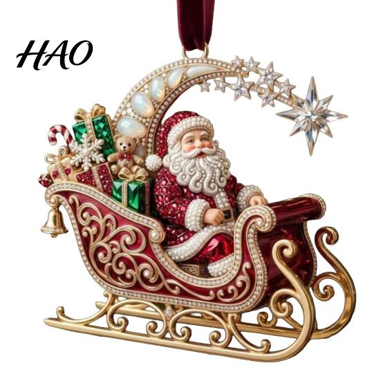 Hanging Tree Ornaments Cute Santa Christmas Ornaments, 2D Flat Acrylic Claus Party Atmosphere Decorations Decoration for Holiday Tree, Indoor, Outdoor