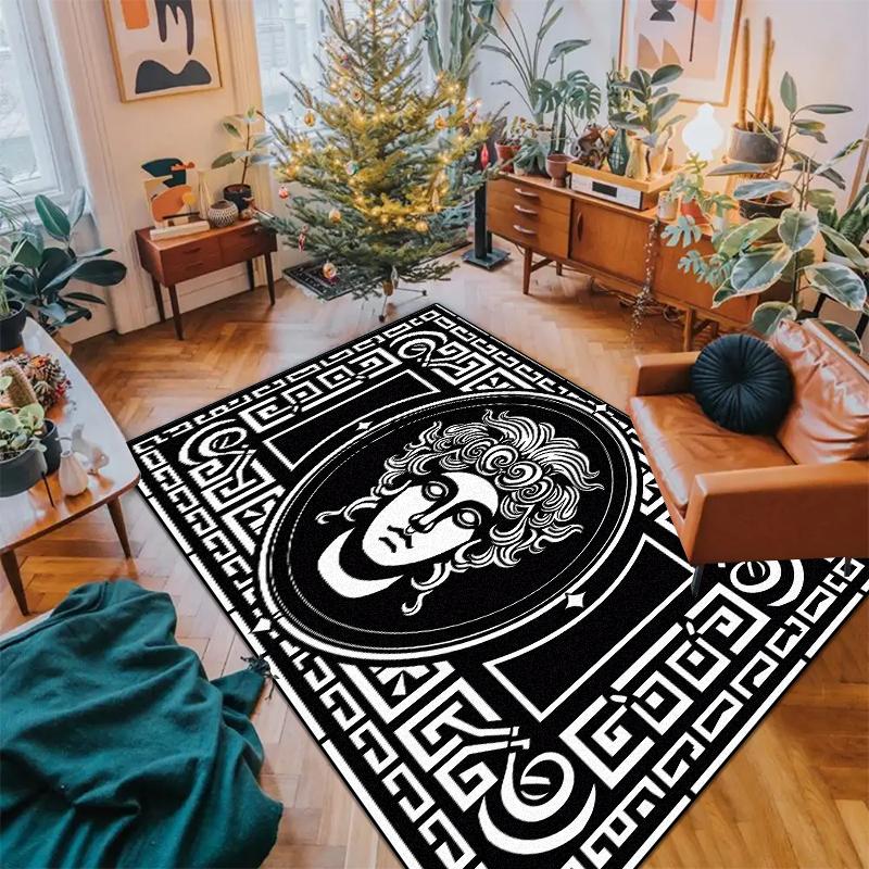 Современный черно-белый ковер для украшения гостиной Высококлассные роскошные ковры Нескользящий прикроватный коврик для спальни Моющийся коврик для пола в прихожую