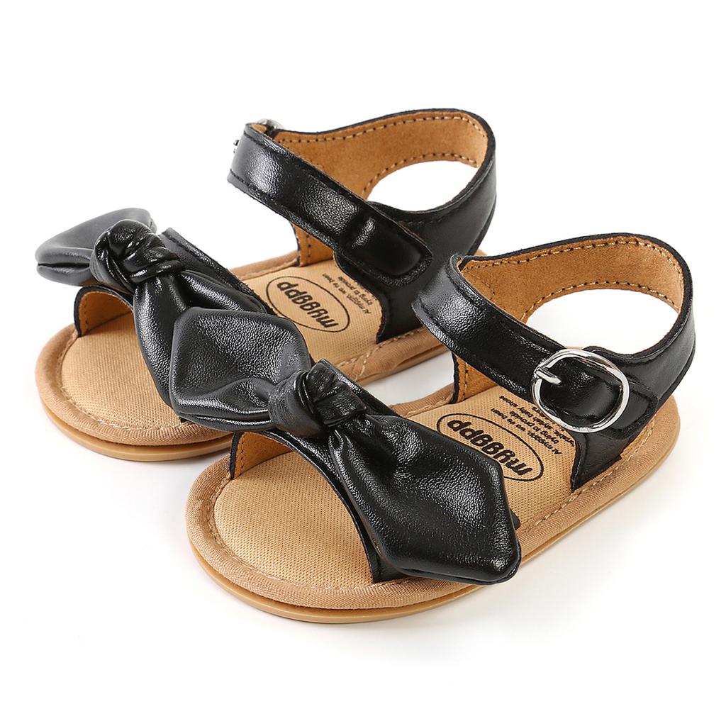 Baby Sandals Creative Knotted Bows Embellished Ring Buckles Adjustable Non-Slip Summer Outdoor Flats Shoes