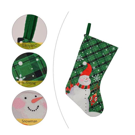 Рождественский чулок 18" Большой Каминные Подвесные Носки с Рисунком Санты Снеговика Рождественские Конфетные Мешки для Праздничного Украшения Стены Дерева