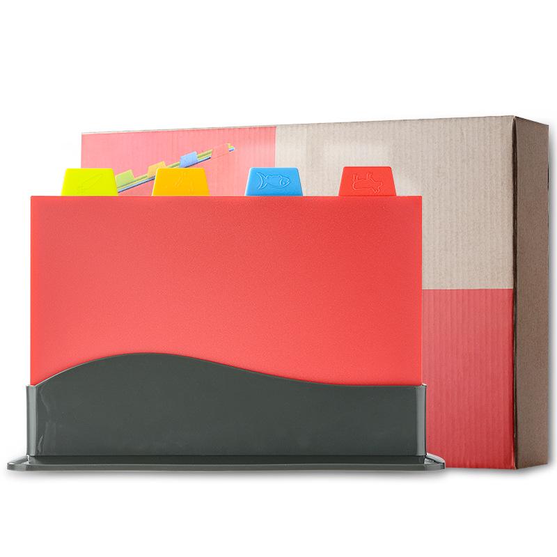 Набор разделочных досок из полипропилена с местом для хранения - 4 предмета, многоцелевые для кухни, фруктов и приготовления пищи