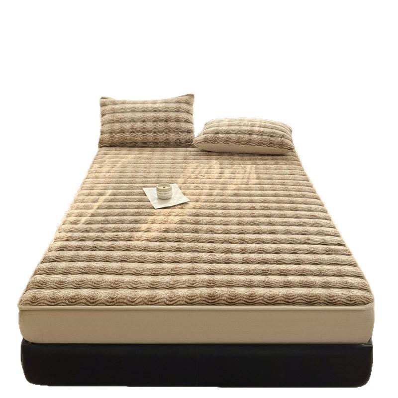 2025 Сверхтолстое плюшевое постельное белье с подкладкой из кроличьего меха для зимы - Односпальная простыня-пододеяльник и чехол на матрас из молочного велюра