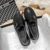 Black Small Leather Shoes Soft Leather Work Shoes Women's Retro Flat-soled Student Single Shoes Velvet Thermal Shoes