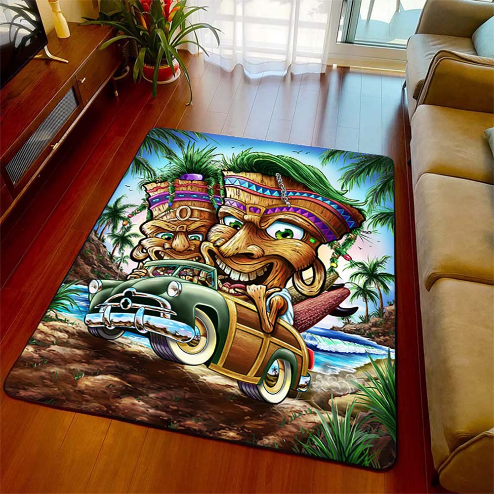 Коврики для пола Tiki Bar Aloha Hawaii Гавайская вечеринка Летний пляжный бар Паб Украшение Коврик для двери Плюшевый нескользящий коврик для стула