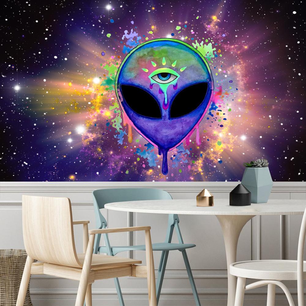 Индийский гобелен Trippy Alien от Brizbazaar, акварельный настенный ковер, гобелен, акварельный настенный ковер, новинка, художественный декор, забавное одеяло