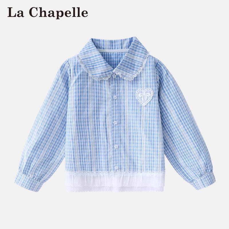 Клетчатая рубашка La Chapelle с кружевной отделкой для девочек