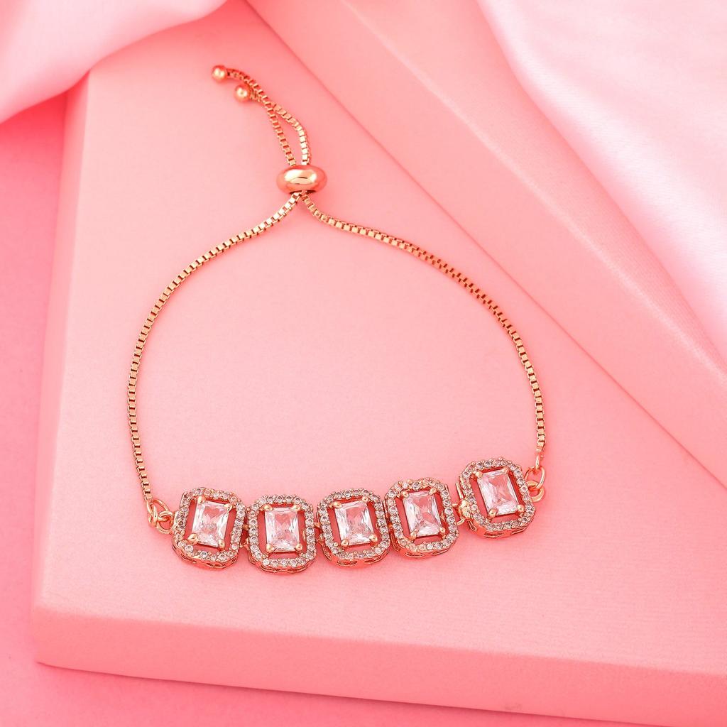 Женский восьмиугольный браслет Estele с покрытием из розового золота и CZ Ossum