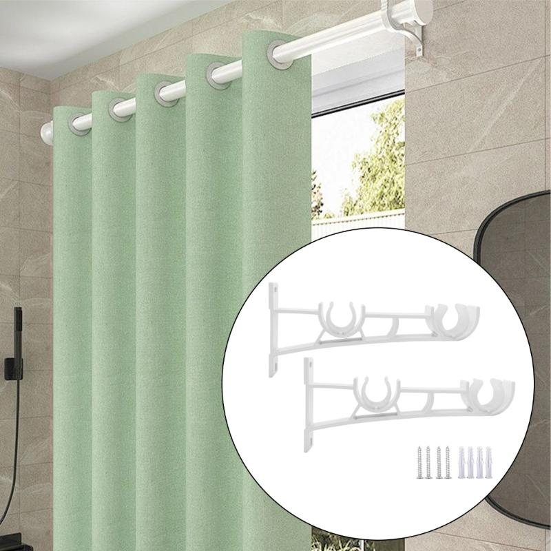 62KD White Double Curtain Rod Brackets Set of 8 Strong Wall Mount Drapery Holders