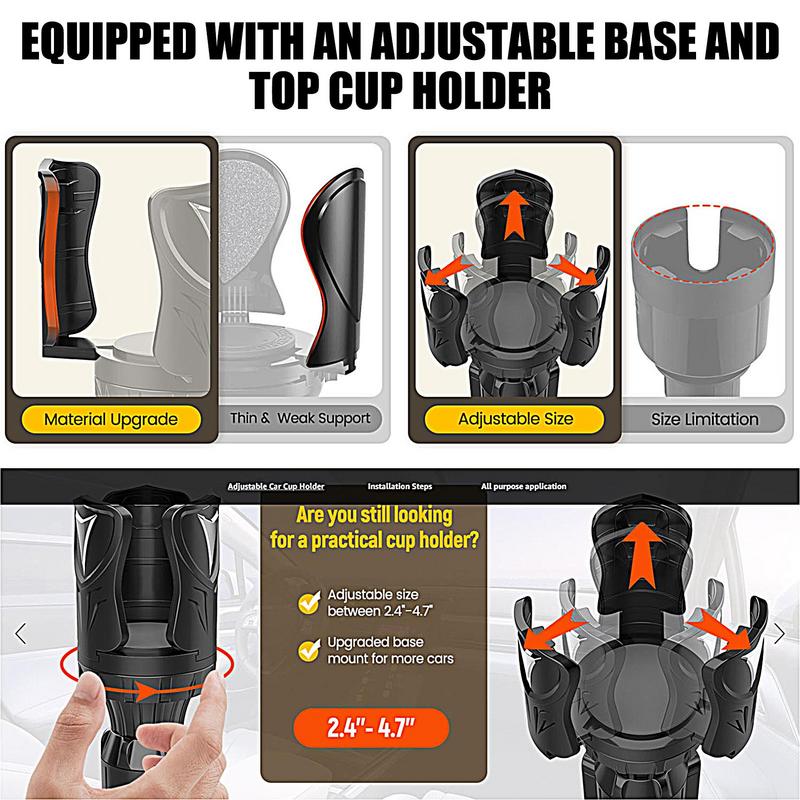 Автомобильный подстаканник с регулируемым основанием Расширитель подстаканника для автомобиля Адаптер для автомобильной кофейной кружки Подходит для больших бутылок 2,4-4,7 дюйма