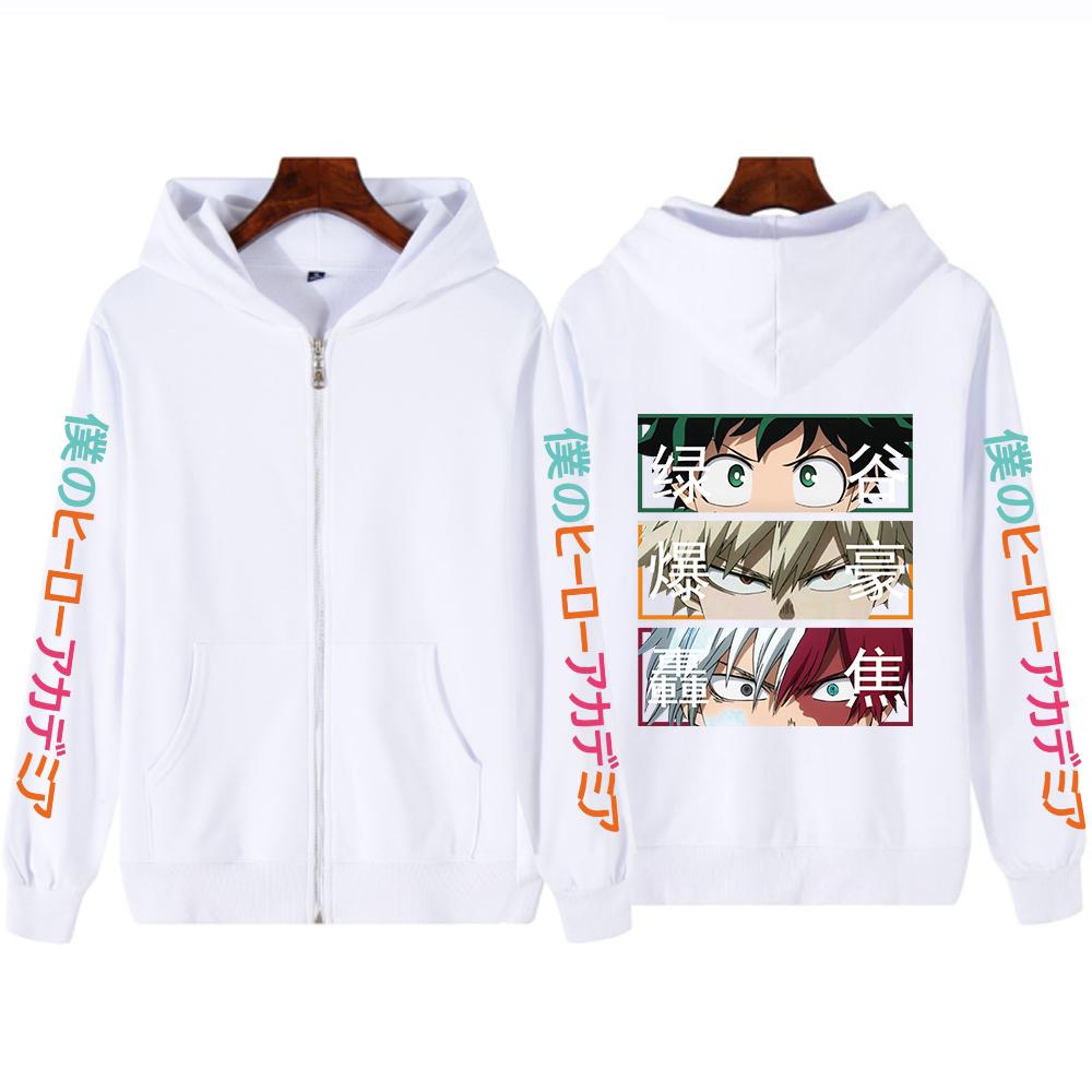 Harajuku Anime My Hero Academia Midoriya Izuku And Bakugou Katsuki Eyes Pirnt Men Women Zipper Hoodies Sweatshirt Zip Jacket