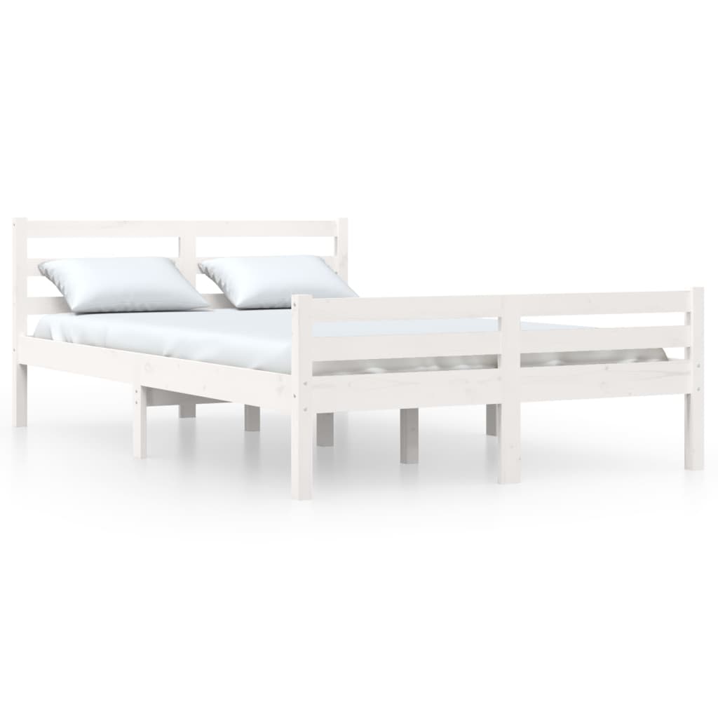 Vidaxl Rama Łóżka, Biała, Lite Drewno, 135X190 Cm, Podwójna