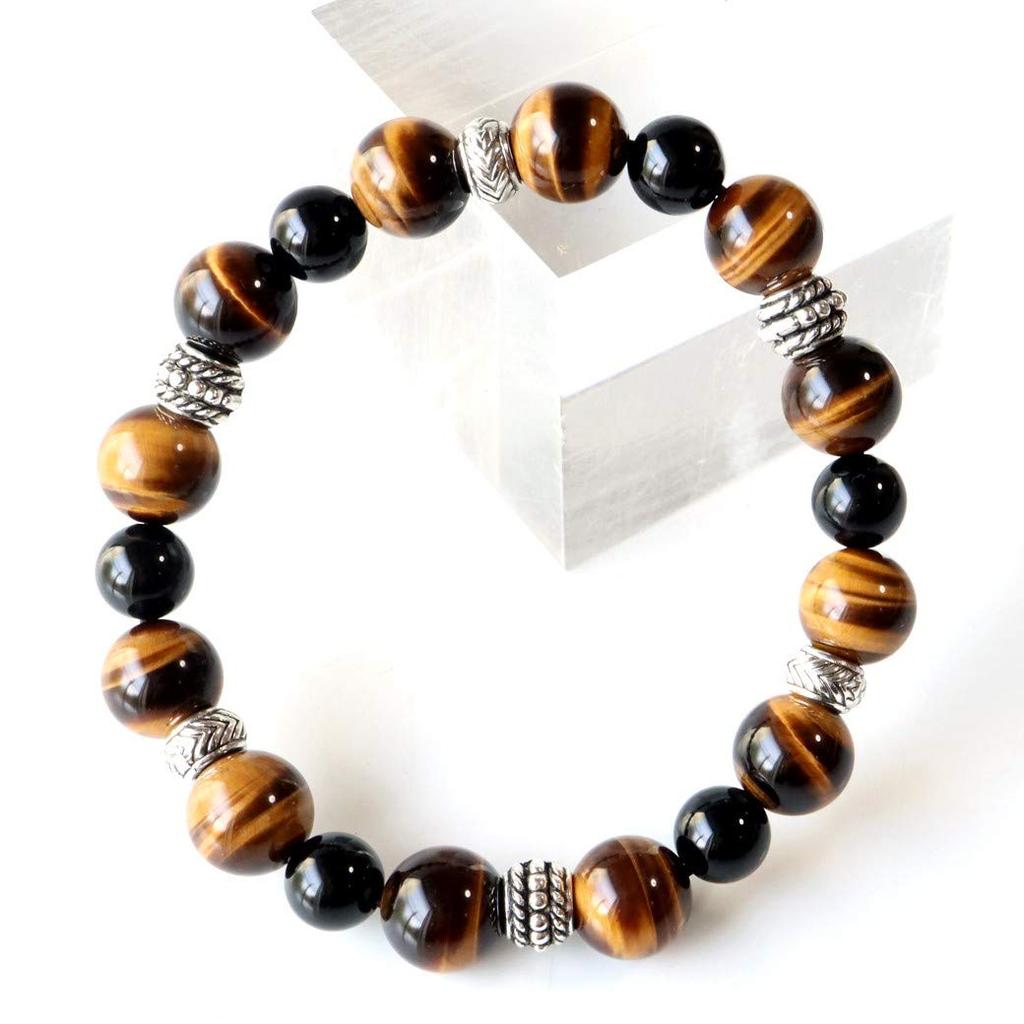 Браслет из натурального камня Power Stone AAA Tiger Eye Onyx Accessories [ЗОЛОТОЙ КАМЕНЬ] для мужчин