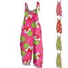 Женский повседневный свободный комбинезон с рождественским принтом, комбинезон с широкими штанинами, без рукавов, с карманами