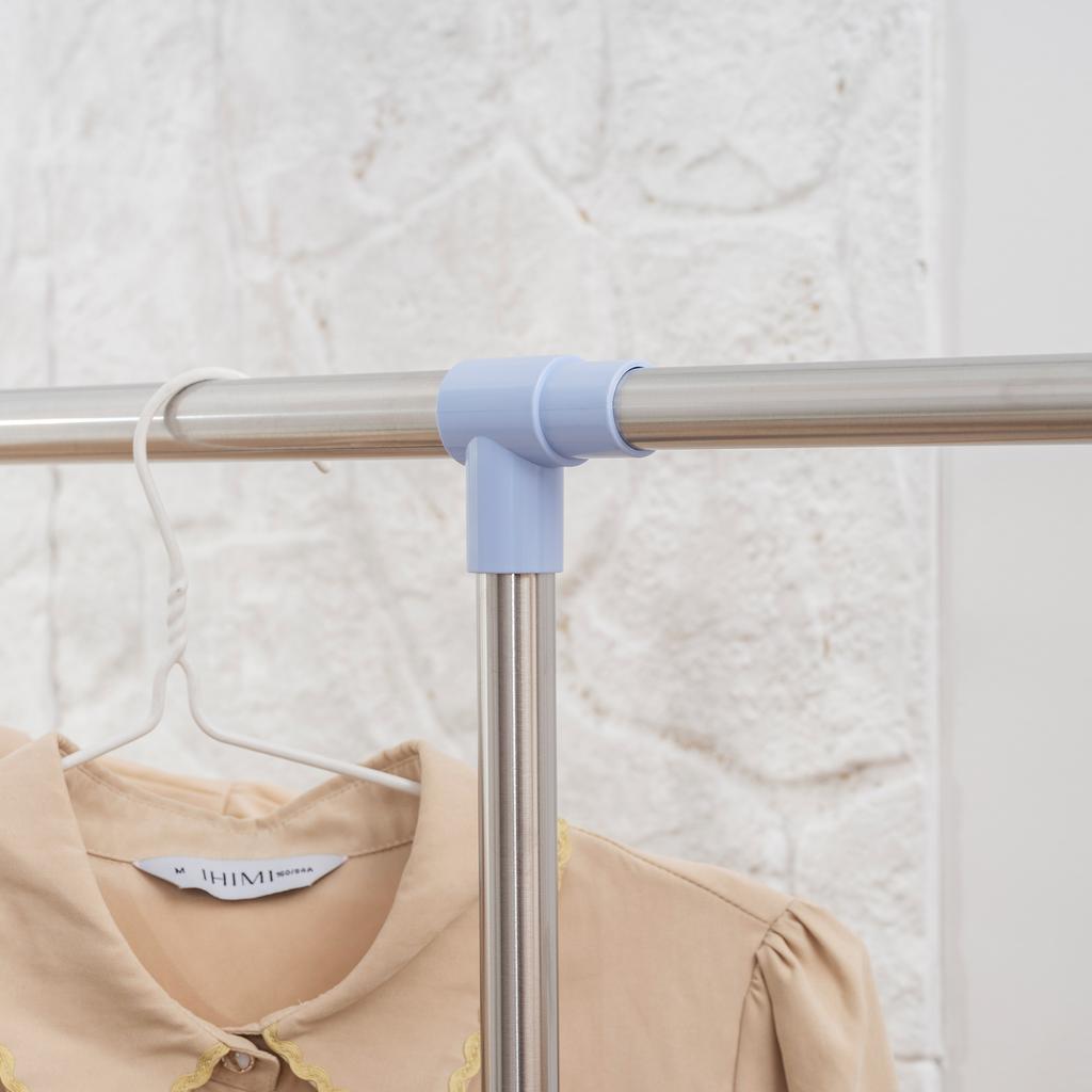 Extendable Clothes Drying Rack with Wheels, Bar and Shoe Rack, 159x42x168cm, Blue & Silver