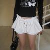 Белая короткая юбка со рюшами, женская корейская мода со сборками, летняя юбка со шнуровкой и заниженной талией, Kawaii Y2K, оборки с шортами