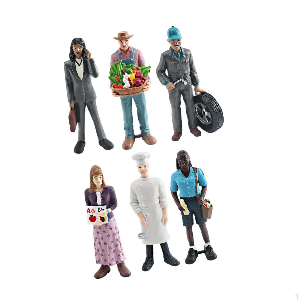 6 предметов Профессиональные модели персонажей Фигурки Диорама Люди Украшение Настольное украшение Роль