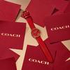 Женские наручные часы Coach Elliott 36 мм Зодиак Дракон Красный циферблат с лучами GP Корпус GP Красный кожаный ремешок