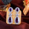 Long Heavy Industry Zircon Water Drop Pear Shaped Purple Earrings Dress Dress Dinner Wedding Accessories Earrings