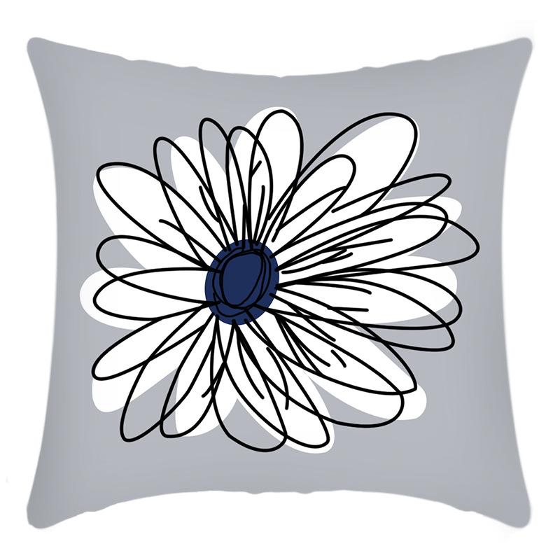 Новая наволочка Синяя Простая Цветочная Печать Букв Подушка Дом Диван Наволочка