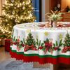 Christmas Tablecloth, Christmas Tree Red Ribbon Waterproof Tablecloth, Round Table Available, Dining Table Decoration Cover
