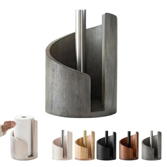 Настольный держатель для бумажных полотенец с круглой деревянной основой и железным держателем, отрыв одной рукой, деревянный держатель для бумажных полотенец для кухни, столовой