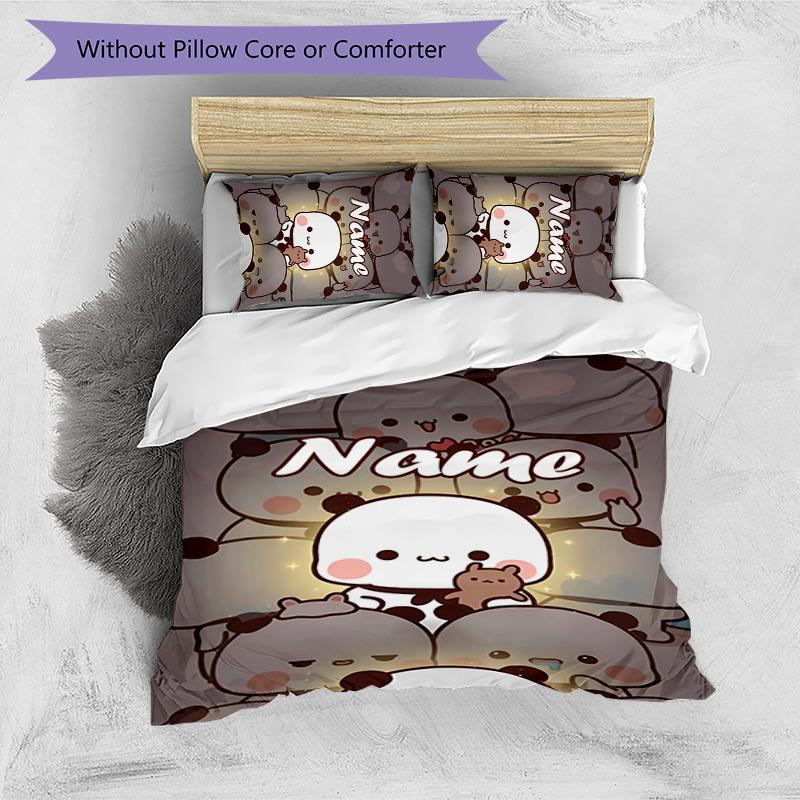 3pcs Custom Name Bubu Dudu Bedding Set Duvet Cover Closure Includes 1 Duvet Cover & 2 Pillowcases for All Seasons Bedroom Decor