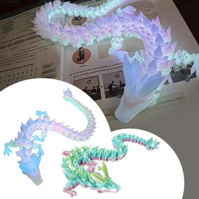 Кристальный Дракон, напечатанный на 3D-принтере, Подвижный Дракон, Игрушка-непоседа, Дракон Сакуры, Декор для дома и офиса, Подарок на день рождения для мальчиков