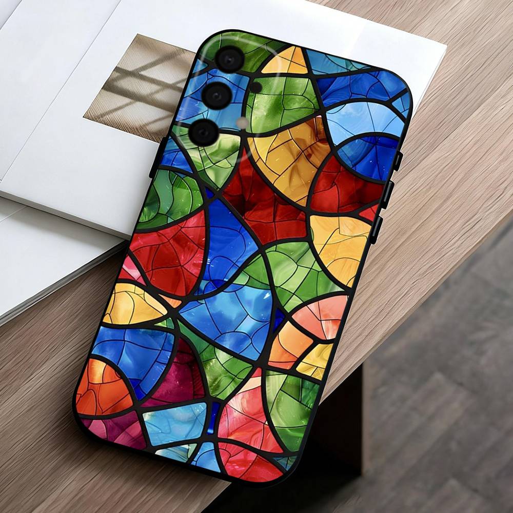 C-Цветной-L G-Стеклянный-S Чехол Для Телефона Samsung Galaxy A73,A72,A71,A70,A53,A52,A51,Другие Мягкий Черный Чехол