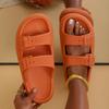 Women's Soft Sole Eva Pillow Slippers Double Buckle Thick Platform Cloud Slides Sandals Woman Summer Non Slip Beach Flip Flops