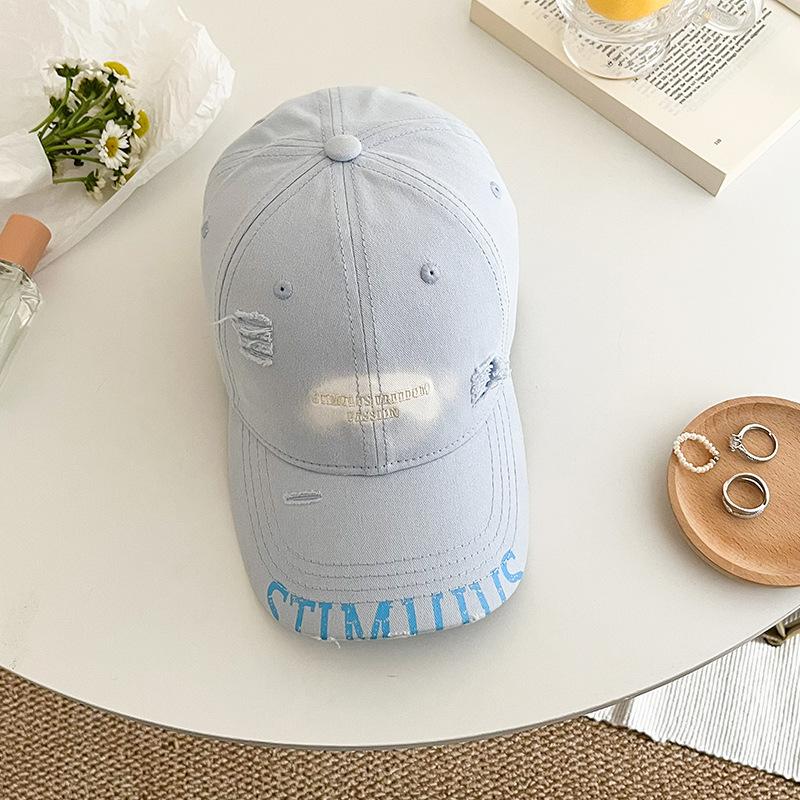 Letter Embroidered Baseball Cap Women'S Spring And Summer Face Small Edging Peaked Cap Edging Sunscreen Cap