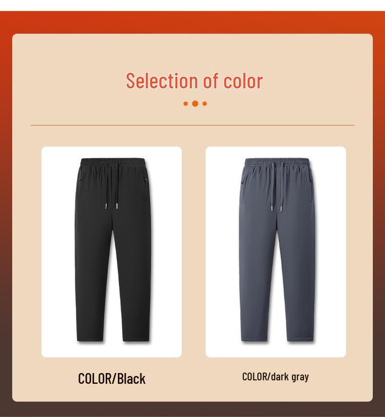 Men's Winter Waterproof Thickened Padded Pants - Straight Leg, Lambswool Lined, Plus Size, Casual Outerwear