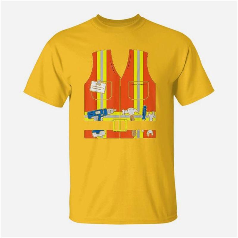 3D Construction Worker Orange Safety Vest Graphic T Shirt for Unisex Clothing Summer Casual Unisexs Tops Tee Shirts Fashion Tshirt