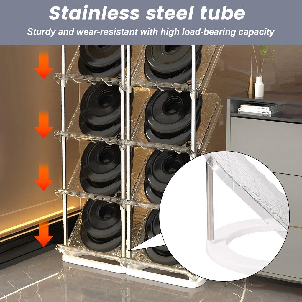 4/5 Layers Shoe Rack Stackable Sloping Narrow Shoes Shelves Space Saving Vertical Shoe Holder for Home Clear Shoe Storage Stand