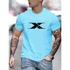 Summer Men's 100% Cotton Casual Loose Fit Large X Letter Print Round Neck Short Sleeved T-shirt Top High Street Unisex Style