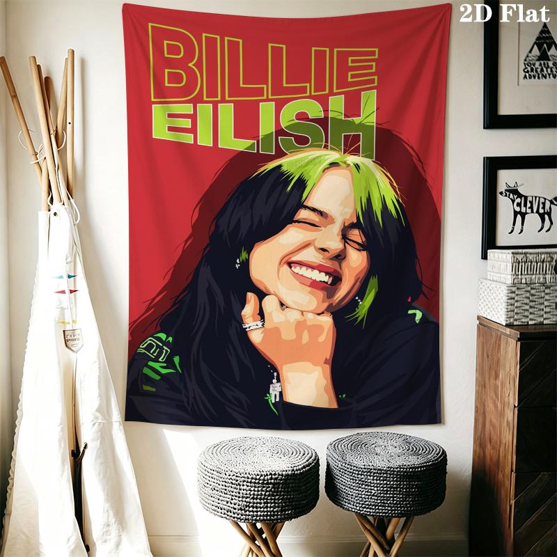 Настенный гобелен Billie Eilish Эстетичный настенный подвесной Покрывало из ткани с принтом Декоративные гобелены для спальни гостиной Домашний декор
