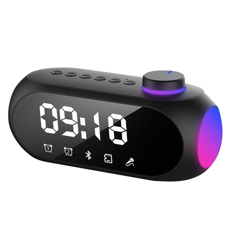 Портативный мини FM-радиоприемник Hifi Звук RGB Bluetooth-динамик с часами Двойной будильник Поддержка громкой связи