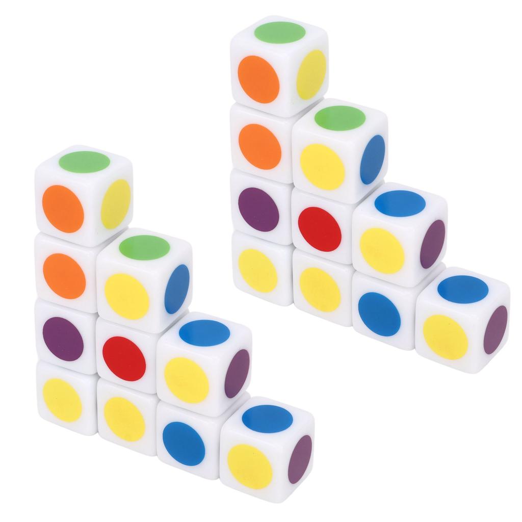 20Pcs Teaching 6 Sided Cubes 6 Colors Rounded Corner Teaching Color Dice for Educational Dice Toys