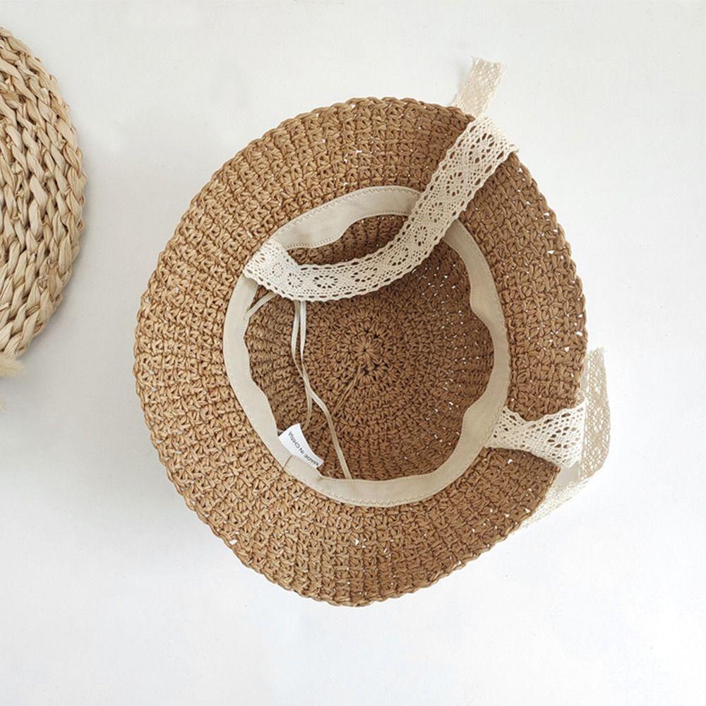 Summer Sun Protection Princess Panama Cap Straw Cap Beach Hat Lace Baby Hat