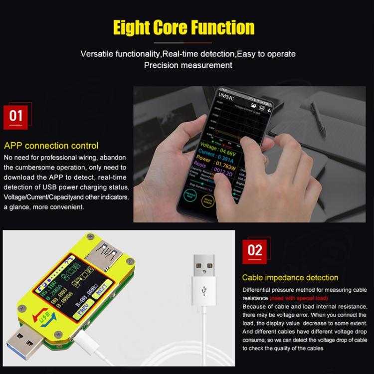 USB 3.0 Цветной Дисплей Экран Тестер Измерение Напряжения-Тока Type-C Измеритель, Поддержка Android Приложения