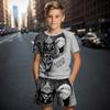 Mexican Element 3d Printed Children's Short-Sleeved Two-Piece Casual Tops + Shorts Boys Girls Clothing 4-14 Years Old Kids Suit