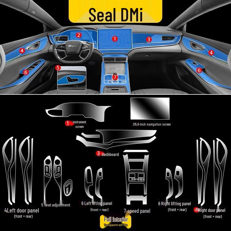 Transparent Interior Film for BYD Seal EVI Console Screens - Fits 25 Models