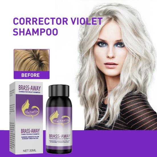 Практичный шампунь для восстановления волос, 30 мл, простой в использовании, фиолетовый корректор цвета
