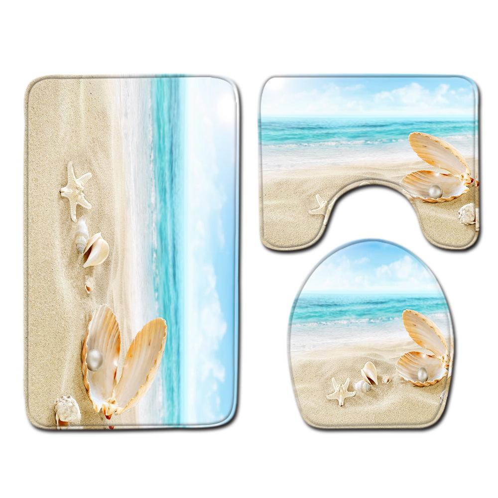 Ракушка Коврик для ванной пола Туалетный Набор из трех предметов