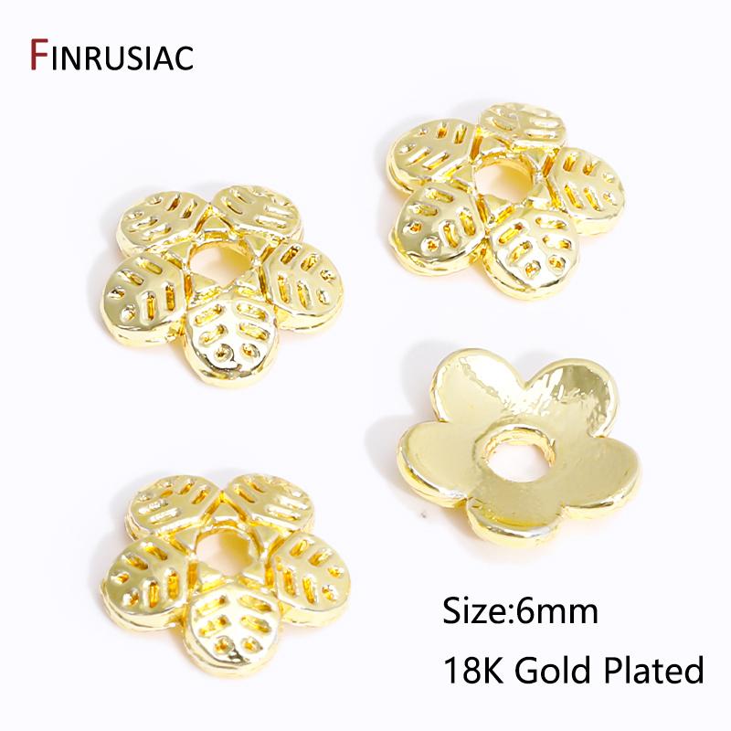 DIY Bracelet Necklace Making Supplies 14/18K Gold Plated Brass Beads Caps Flower End Caps For Beading Jewelry Making Accessories