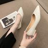 New Style Fashion Ladies Flat Shoes Black Solid Color Suede Pointed Toe Office Casual Comfortable Ladies Flat Shoe Zapatos Mujer