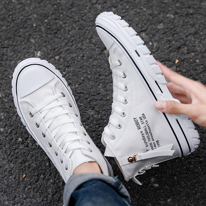 Мужская повседневная крутая повседневная обувь. Трендовые парусиновые туфли с высоким берцем. Модная обувь для уличного ветра. Молодежная спортивная обувь в стиле хип-хоп.